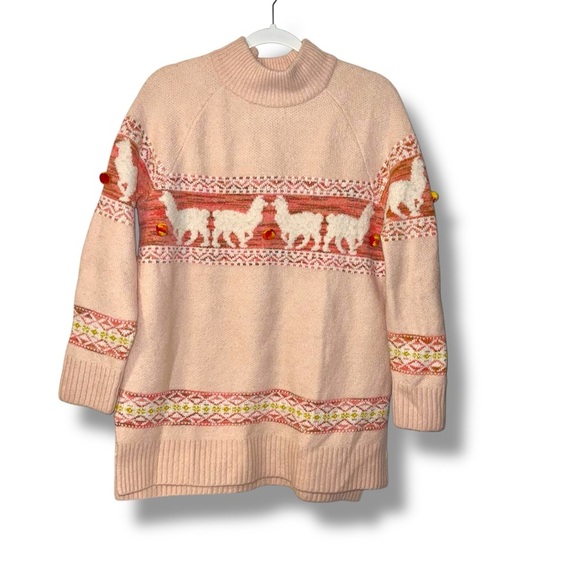 Anthropologie Pom Pom alpaca peach sweater size medium - Picture 2 of 9